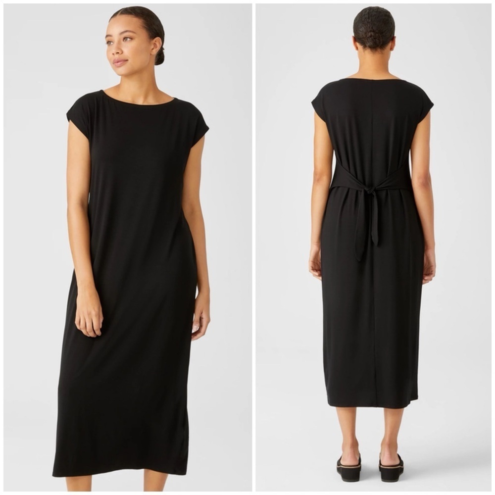 Eileen Fisher - Tie Waist Dress in Black. Size: XS